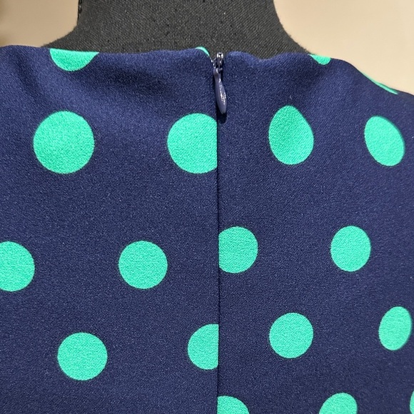 *LONDON TIMES* Blue x Green Polka Dot Sleeveless Dress Size 12 - Picture 8 of 9